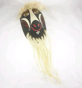 16" Frank Martinez Yaqui Pascola Goat Mask Carved Wood & Horse Hair Hand Painted - Picture 1 of 6