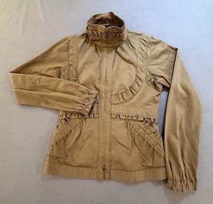 Vintage Yves Saint Laurent Jacket Womens 40 Beige Ruffled Full Zip Coat. - Picture 1 of 11