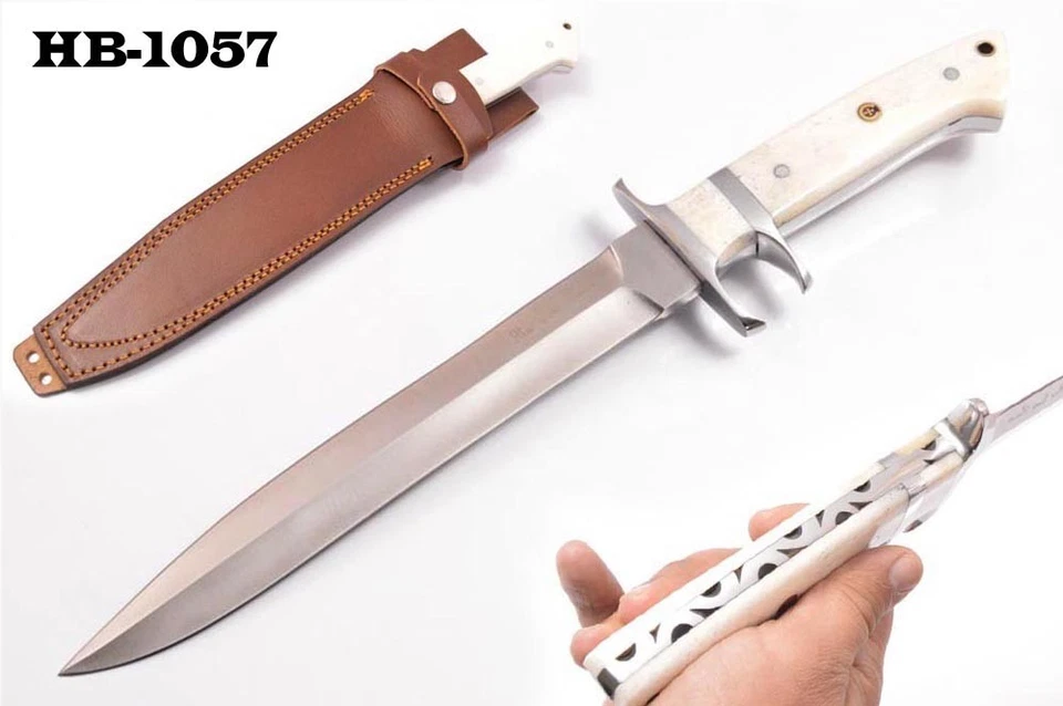 14.2" Base Camp handmade full tang D2 Tool Steel Sub Hilt Fighter Knife HB-1057 - Image 1 of 4