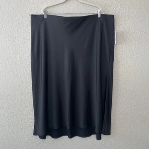 A New Day Women’s Satin Slip Midi Skirt Plus Size 2X Side Slit Holiday Party - Picture 1 of 10