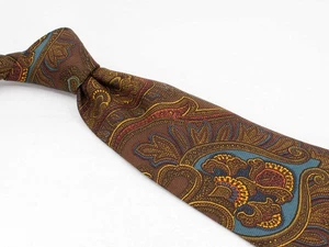 Paul Stuart Silk tie Brown Multicolor Paisley Men's Designer Necktie USA Wide - Bild 1 von 5