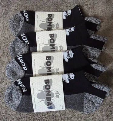 4-Pack (4 pairs) Bombas Tri-Block Ankle Socks - Charcoal Black - Women's Medium - Image 1 of 3