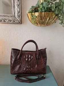 Pijushi Crocodile Embossed Leather Satchel Handbag with Strap - Picture 1 of 24