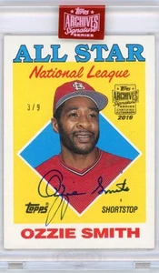 2019 Topps Archives Signature Series OZZIE SMITH /9 CARDINALS HANDSIGNIERT 1988 - Bild 1 von 2