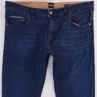 Hombres HUGO BOSS ALBANY Ajustado Recto Elástico Azul Jeans W36 L32 - Imagen 1 de 4