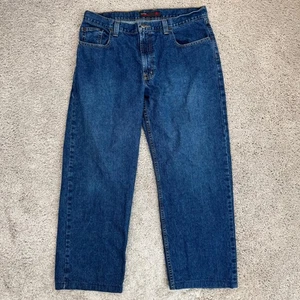 Perry Ellis America Jeans Men (36x29 Actual) Blue Denim Relaxed Fit Cotton Pant - Picture 1 of 12
