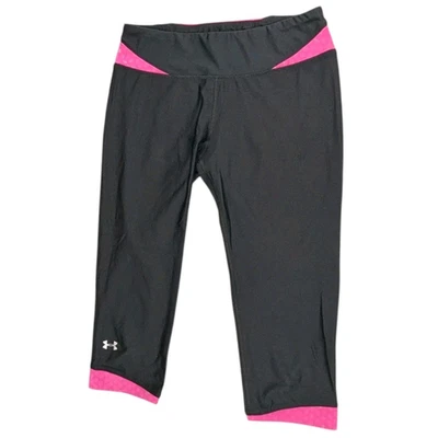Under Armour HeatGear Capri Tight Women's SIZE SMALL Black Pink Compression Crop - Image 1 of 4