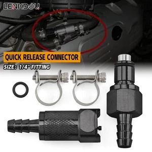 1/4" Gas Tank Fuel Line Hose Quick Release Connect Disconnect Coupling Kit Set - Picture 1 of 10