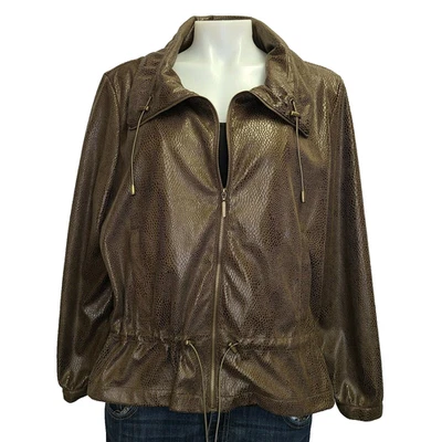Ruby Rd Brown Faux Alligator Snake Animal Print Peplum Jacket Women's sz 16W - Image 1 of 4