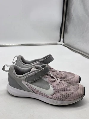 Nike Kids Shoes Youth Size 1Y Pink Gray Running Hook & Loop Sneakers AR4138-601 - Image 1 of 4