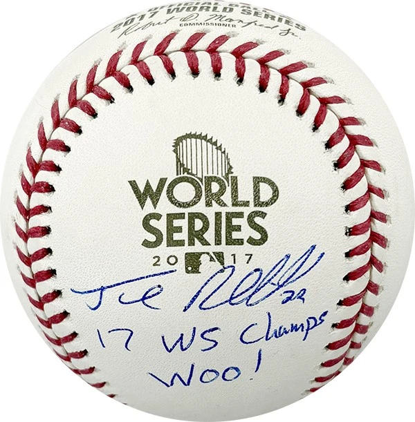 Josh Reddick Autografiado Serie Mundial 2017 Béisbol 17 Campeones de la WS, ¡Woo! TRISTAR Foto 1 de 2