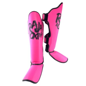 RAJA Shin Guards MuayThai Boxing MMA Training Fight Gym Protective Gear Cow Skin - Picture 1 of 18
