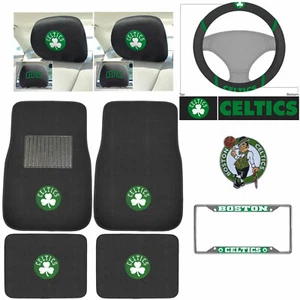 9PC NBA Boston Celtics Car Truck Floor Mats License Plate Frame Headrest Covers - Picture 1 of 12