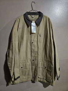Vintage Neu mit Etikett Marlboro Cowboy Chroniken Leder Zierleiste Canvas Scheunenjacke Mantel Herren XL - Bild 1 von 9