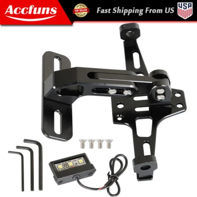 Universal Motorcycle License Plate Holder Tail Tidy Fender Eliminator LED Light - Image 1 of 4