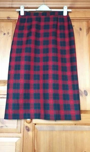Marks & Spencer Wool Red/Navy/Green Tartan Long Pencil Skirt. Size 8-10. W28 in. - Picture 1 of 6