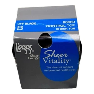 Vintage l’eggs sheer vitality control top pantyhose off black 90660 - Picture 1 of 4