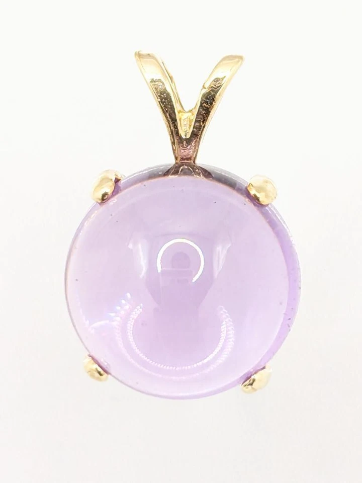 14K Solid Yellow Gold 2.7g Simple Large Stone Everyday Minimalist Pendant - Image 1 of 4