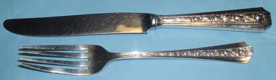 1948 Frank M. Whiting серебро 'талисман роза' * молодежи нож и вилка - Изображение 1 из 3