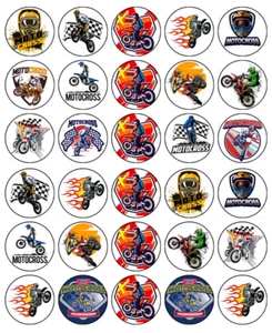 Motocross Racing Edible Cupcake Toppers Icing Motorcycle Decoration (2 Sizes) - Picture 1 of 4