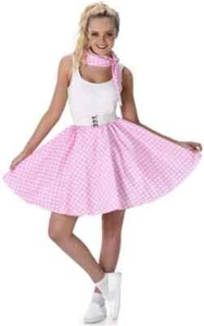 Karnival Ladies 1950's Light Pink Polka Dot Skirt & Tie - Picture 1 of 1