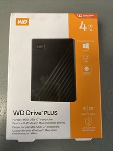 WD Drive PLUS 4TB PORTABLE HDD USB-C Compatible - Afbeelding 1 van 2