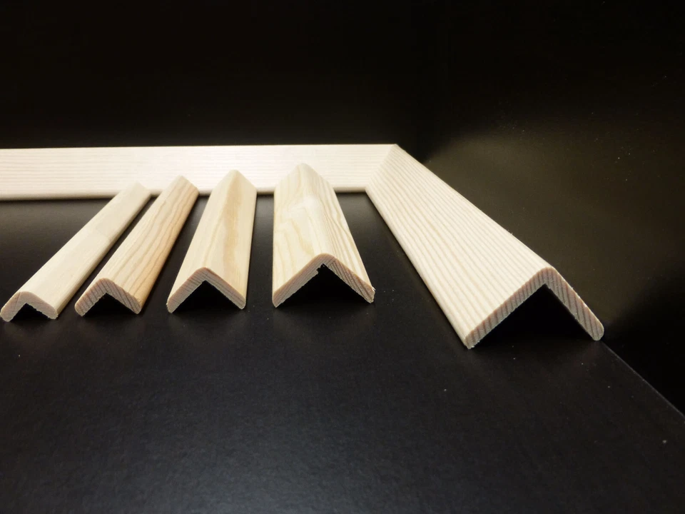 Winkelleisten Fichte, Kiefer, Eiche, weiß lack Winkel Eck- Holzleisten Stk 100cm - Bild 1 von 1