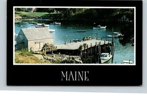 Postcard Dock Lobster Boats and Gear Picturesque Harbor Coast of Maine ME - Picture 1 of 2