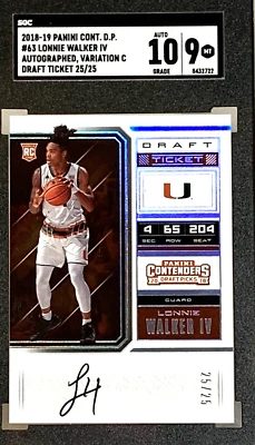 2018-2019 Lonnie Walker IV 25/25 Auto - SP Panini UM SGC 10/9 GEM MINT #8432722 - Image 1 of 2
