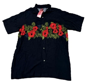 Junction West Herren Hawaiihemd schwarz, rot geblümt Kurzarm Größe L - Bild 1 von 10