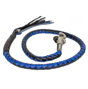 42 Inch Get Back Whip Blue & Black Braided Leather with Quick Release - Bild 1 von 6