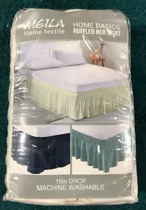 Meila Ivory Queen/King Dust Ruffle Wrap Bedskirt 16in 3 Fabric Sides NEW - Picture 1 of 3