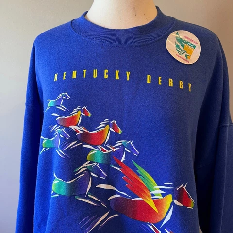 Kentucky Derby Festival Sweatshirt Size XXL NEW Fleece Blue Horses Made in USA Cover