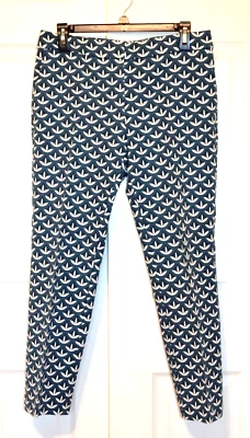 Pantalones elásticos para mujer Ann Taylor Factory Signature 6 azul blanco y negro Lotus Foto 1 de 4