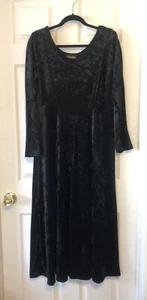 Vintage 80’s All That Jazz Black Velvet Long Sleeve Dress Size Medium - Bild 1 von 5