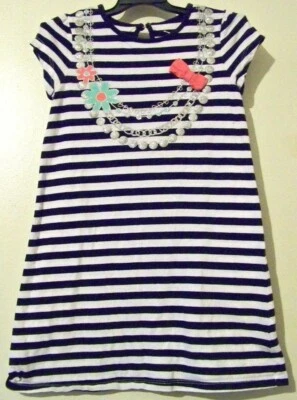 Vestido Jumping Beans Niñas Blanco y Azul Rayas Talla 4 Usado en Excelente Condición!!! Foto 1 de 2