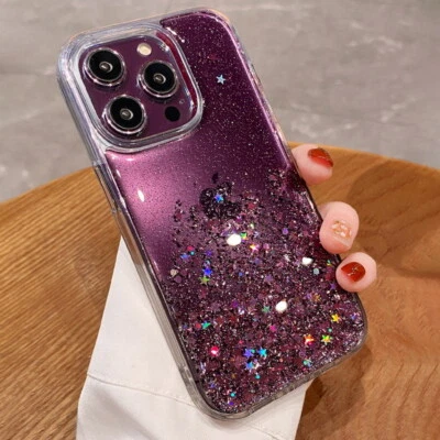 Phone Case For iPhone 17 16 15 14 13 Pro Max Air 12 11 XR Glitter Silicone Cover - Image 1 of 4