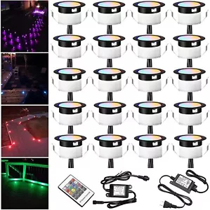 Low Voltage LED Deck Lights Kit 20Pcs Φ1.77" Recessed RGB Garden Yard Decor lamp - Picture 1 of 12