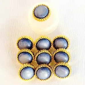 1986 Clouded Blue Gold Setting Shank Button The Collection by La Mode Neu 3/8" - Bild 1 von 11