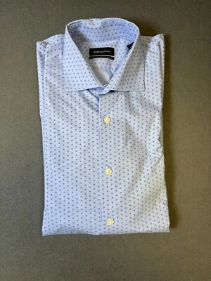 男式 Esquire 男式仓库全新带标签纽扣衬衫 15.5 32/33 蓝色圆点 — 第 1/4 张图片