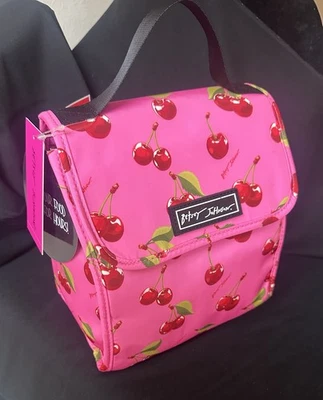 Bolsa de almuerzo Betsey Johnson/bolso aislado/rosa brillante/cerezas Foto 1 de 4