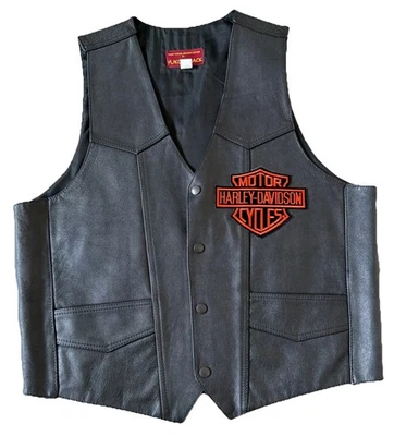 Harley Davidson Cycles Flying Eagle Yukon Jack Chaleco Motociclista de Cuero Negro Hombres L Foto 1 de 4