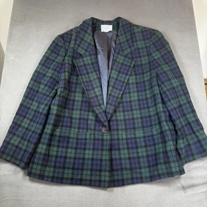 Blazer Pendleton Vintage Mujer 24 Verde Azul Negro Reloj Tartán Lana Hecho en EE. UU. - Imagen 1 de 15