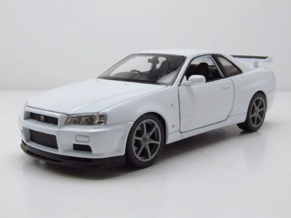 1 24 Welly Nissan Skyline Gt-R (R34) 1999 White WE24108W Modellino