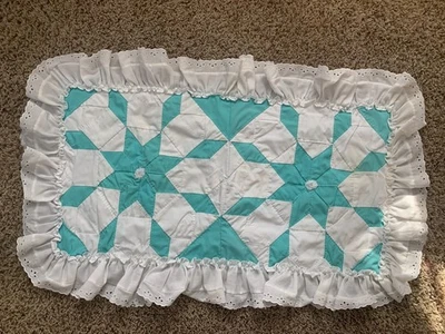 Hand Made Quilt Square Ruffled Pillow Sham/Cover - Image 1 of 4