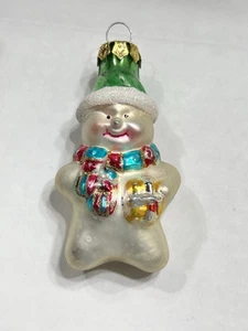 Ornamento pupazzo di neve in vetro mercurio VINTAGE - Foto 1 di 6