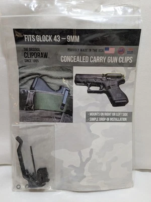 Clipdraw Belt Clip for Glock 43 43X & 48 9mm IWB Black Ambidextrous Clip Holster - Image 1 of 4