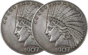 2 pezzi antica moneta da 10 dollari testa indiana liberty non circolata Morgan Silver Dolla - Foto 1 di 6