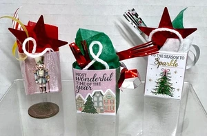 Lote de 3 Bolsas de Navidad Miniatura Casa de Muñecas Llenas de Envoltura y Regalos - Imagen 1 de 5