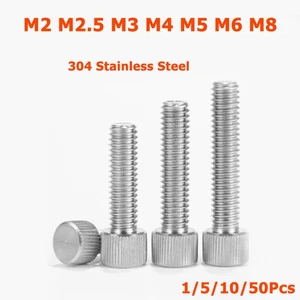 M2 M2.5 M3 M4 - M8 Stainless Steel Knurled Thumb Screw Flat Head Thumbscrew Bolt - Picture 1 of 11